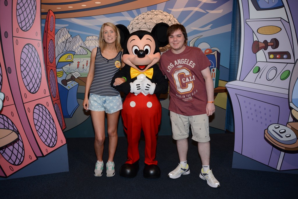 Bethany Jackson and Ryan Fitton with Mickey Mouse at Walt Disney World